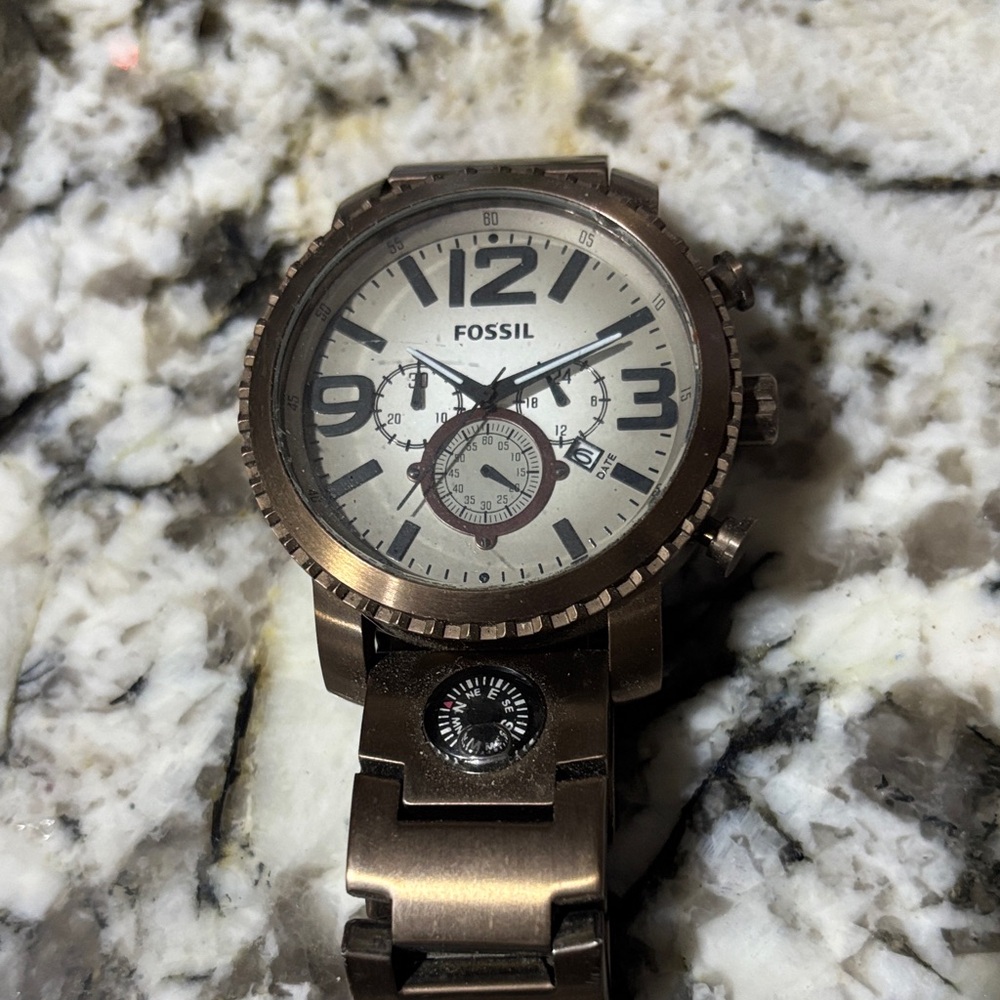 Fossil Bronze Watch with Compass Feature